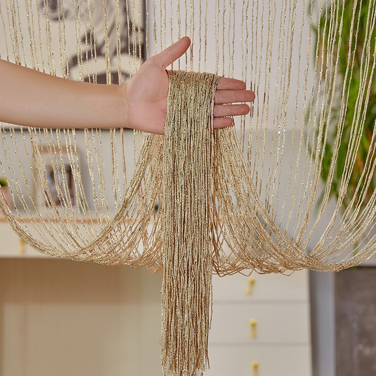 Picture of Hot Selling Encrypted Silver Thread Curtain Door Curtain Hanging Curtain Partition Entrance Curtain Non-Tangled Korean Wedding Decorative Curtain Wholesale