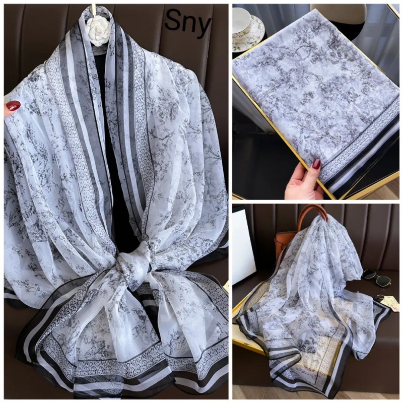 Picture of Spring and Summer New Soft Yarn Sunscreen Shawl Summer Thin Imitation Silk Long Silk Scarf Fashion Printed Flower Scarf
