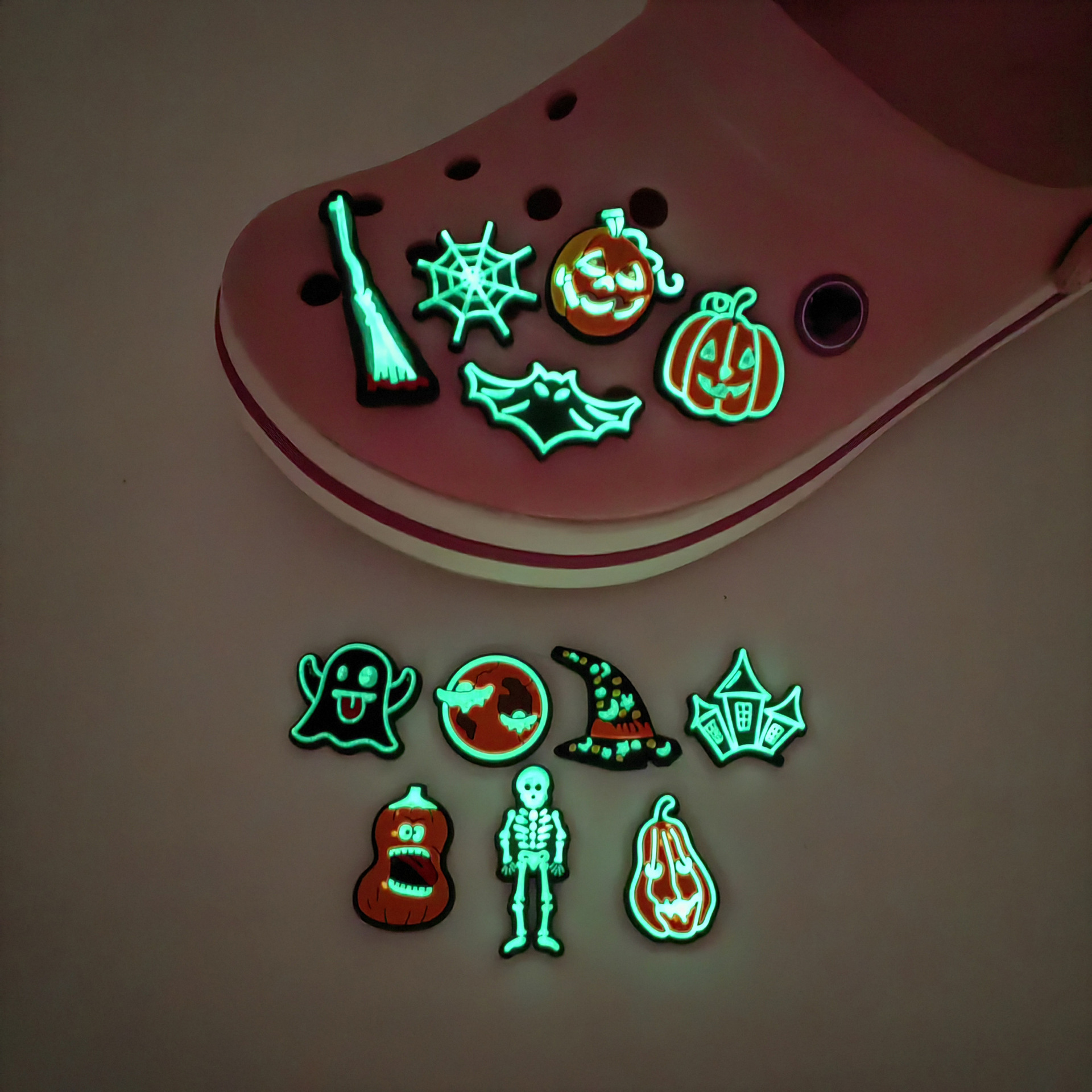 Picture of 12 suit Cartoon Luminous Halloween Cave Shoes Shoes Flower Shoe Buckle DIY Halloween Gift Sandals Accessories