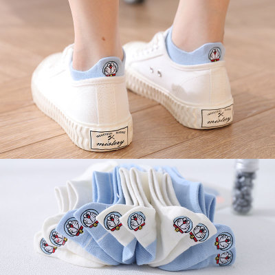 Spring and Summer Dingdang Cat Embroidered Cartoon Short Socks for Women, Cotton Ins-Style Women's Socks Wholesale, Invisible Short Socks