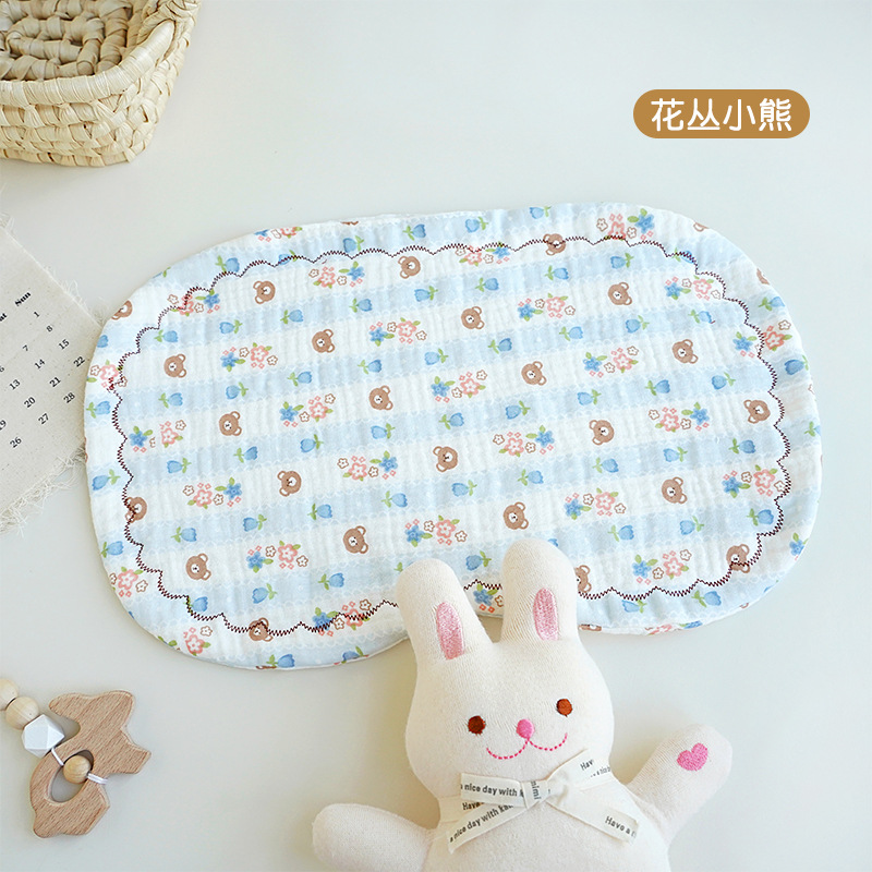 Picture of Sweat-Absorbent and Non-Stuffy Cartoon Kidsren's Pillow, Soft and Breathable Eight-Layer Gauze Baby Pillow, Cloud Pillow, Newborn Category a