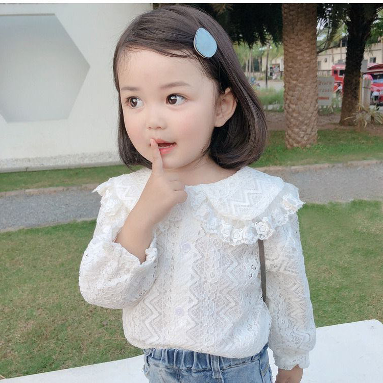 Picture of 2021 Spring New Girls' Shirt Children's White Shirt Baby Doll Collar Stylish Top for Spring and Autumn Children's Fashion