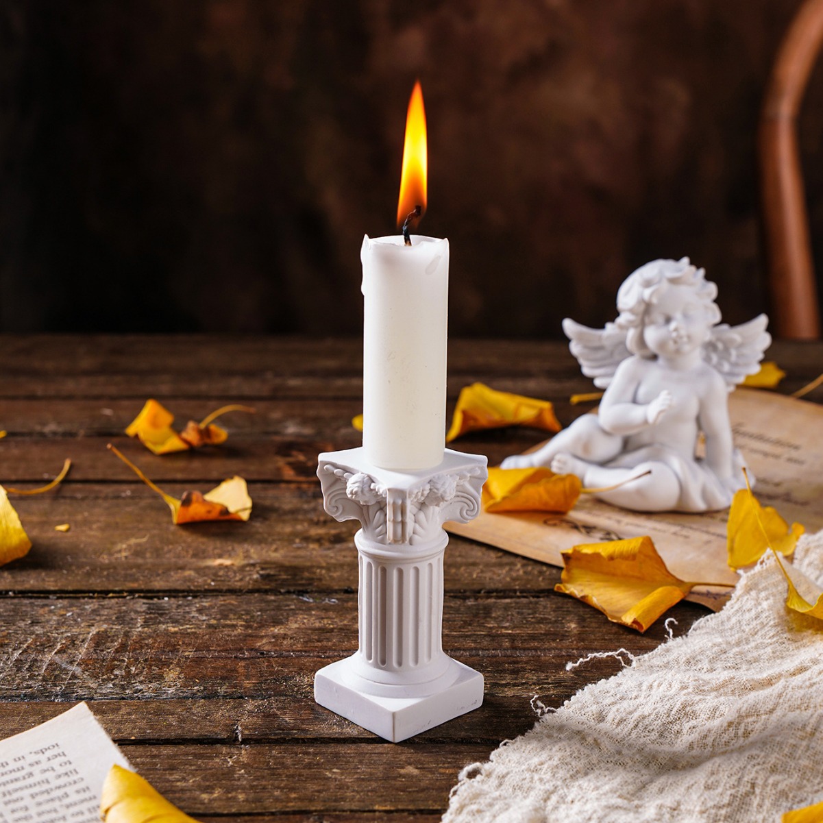 Picture of Nordic Roman Column Candlestick Little Angel Photo Props Background Home Living Room Desktop Decorations