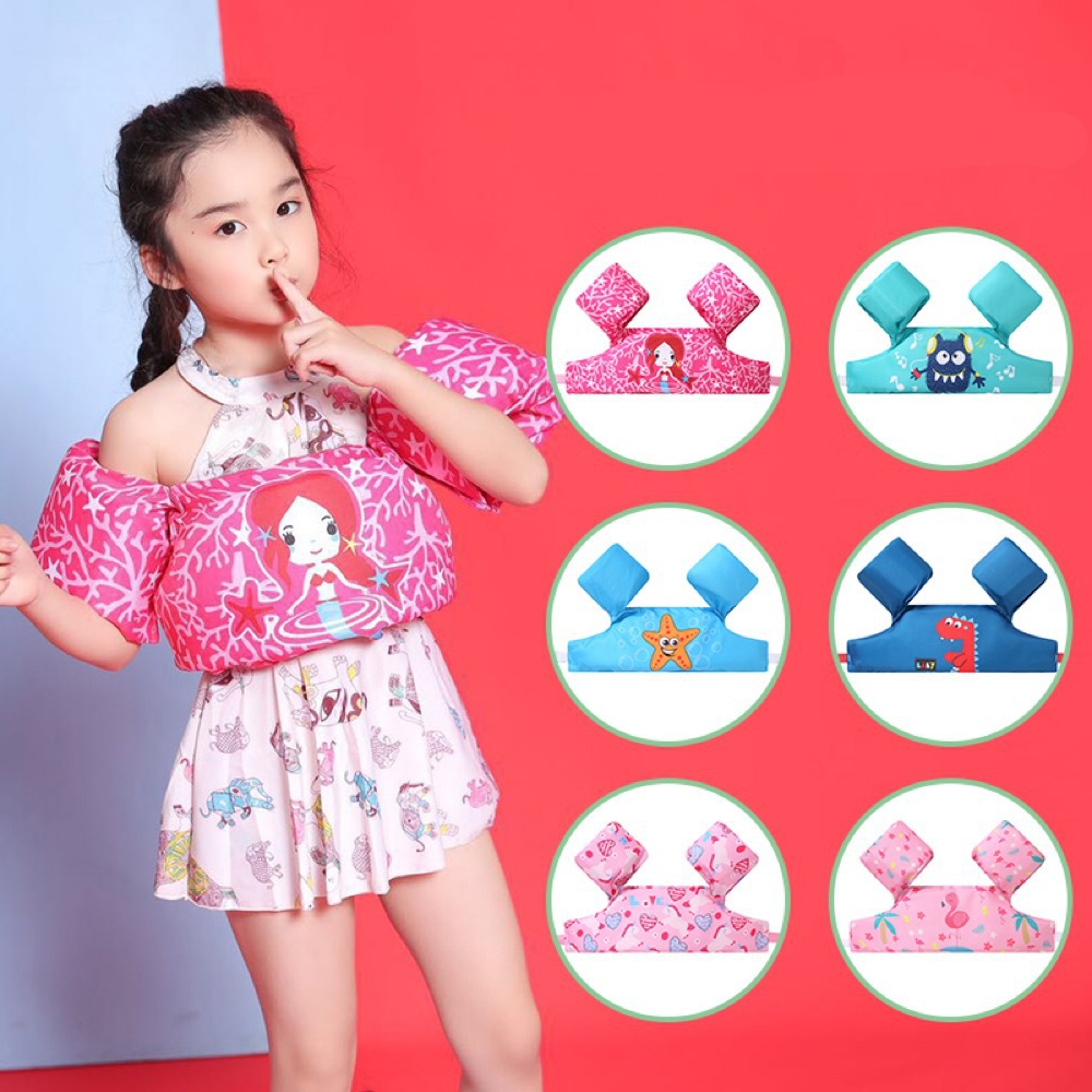 Factory spot children life jacket cartoon swimming buoyancy vest arm ring swimsuit water sleeve swimming ring
