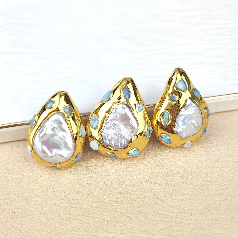 Natural pearl drop-shaped pendant freshwater pearl through hole necklace baroque pearl jewelry European and American Wholesale