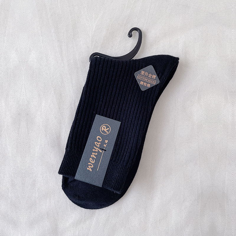 Picture of Double-Needle Socks Pure Cotton Men's Socks Mid-Calf Socks Men's Spring and Autumn Deodorant Sweat-Absorbent Warm Men's Cotton Socks Zhuji Pure Cotton Wholesale