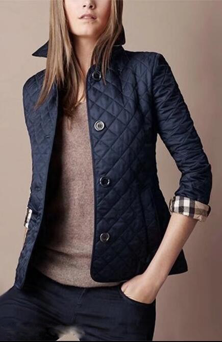 Picture of Wish popular AliExpress European and American fashion temperament lapel single-breasted slim-fit warm spinning cotton-padded jacket in stock