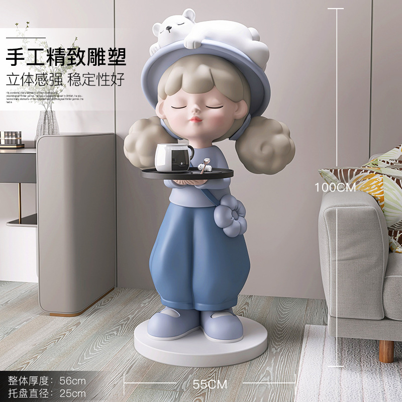 Picture of [Storage Speaker] Cream Style Girl Floor-Standing Ornament Home Decoration Living Room Tv Cabinet Next to Sofa Gift