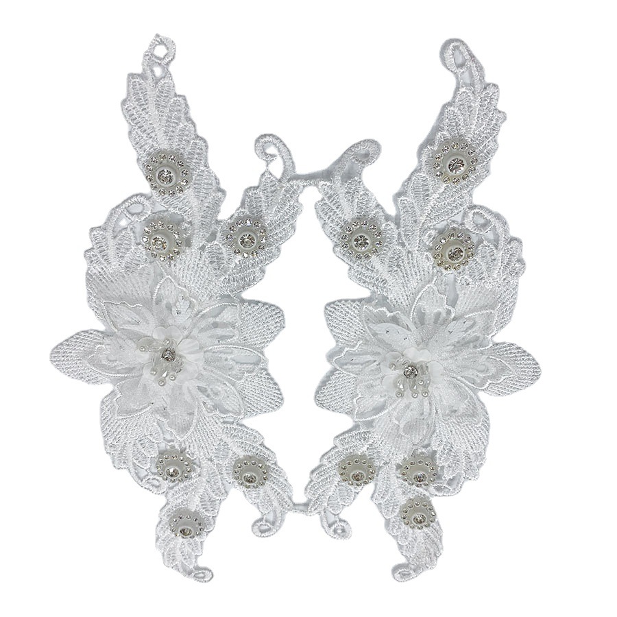 Garment Lace Accessories Wedding Dress Accessories Heavy Industry Multi-layer Three-dimensional Lace Lace with Drill to Flower