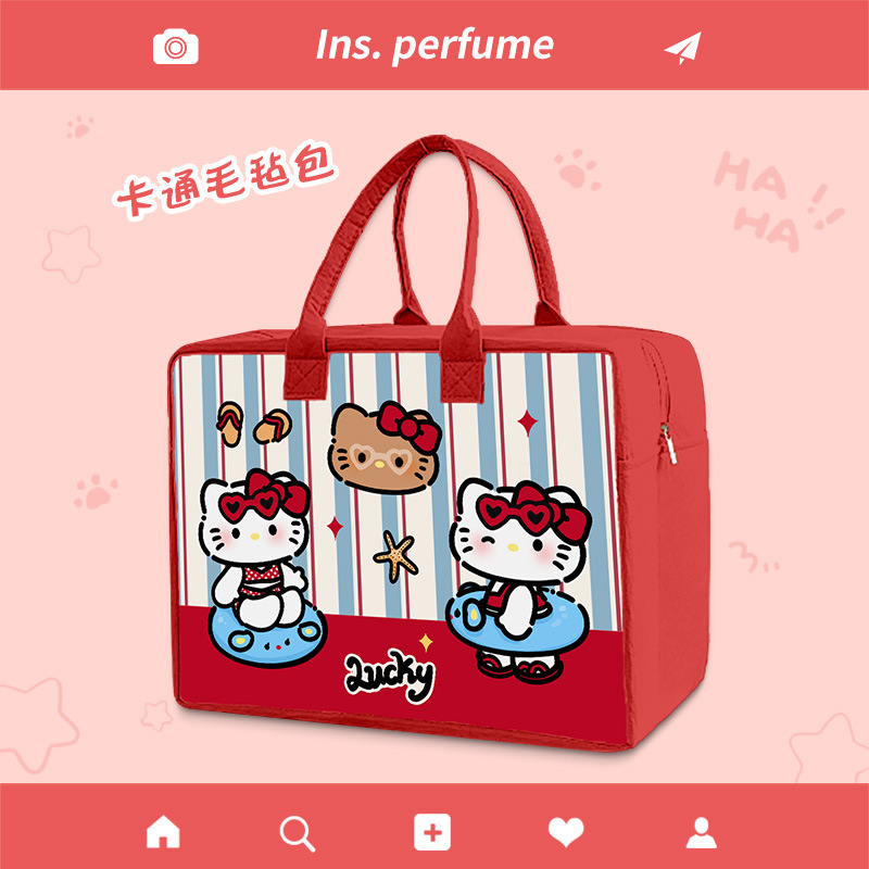 Picture of Travel Storage Bag Large Capacity Cute Felt Bag Children's Luggage Bag Short Distance Felt Handbag Portable Bag
