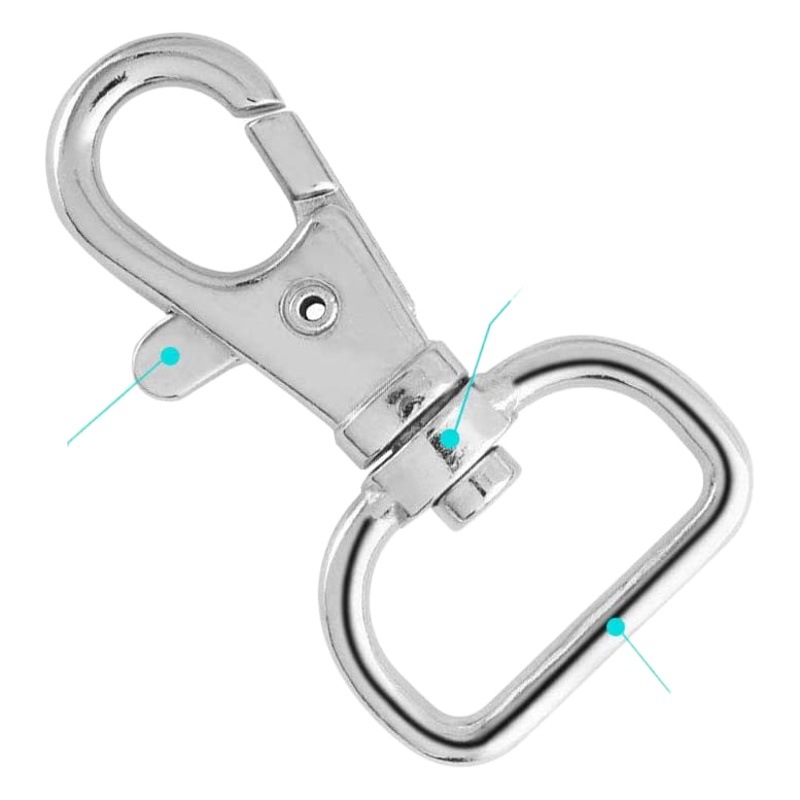 60 pieces of zinc alloy rotating D-shaped dog buckle rotating lanyard buckle webbing D-shaped lobster buckle D-ring sliding buckle Japanese buckle