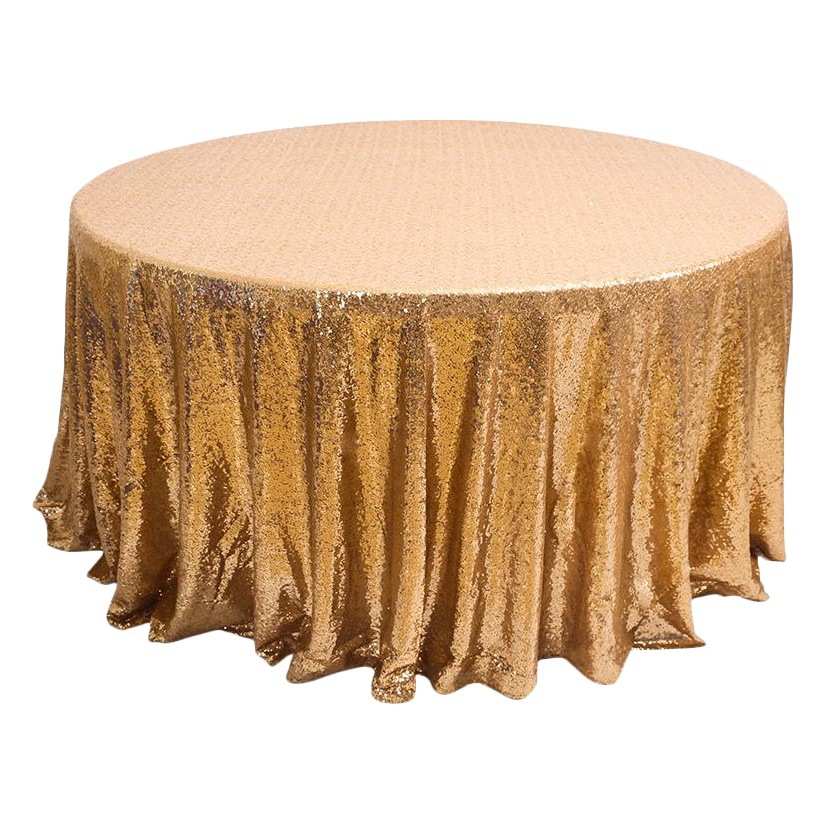 Light Luxury Export European Style Wedding Pure Color No-Wash Rectangular Round Round Table Decoration Sequin Tablecloth