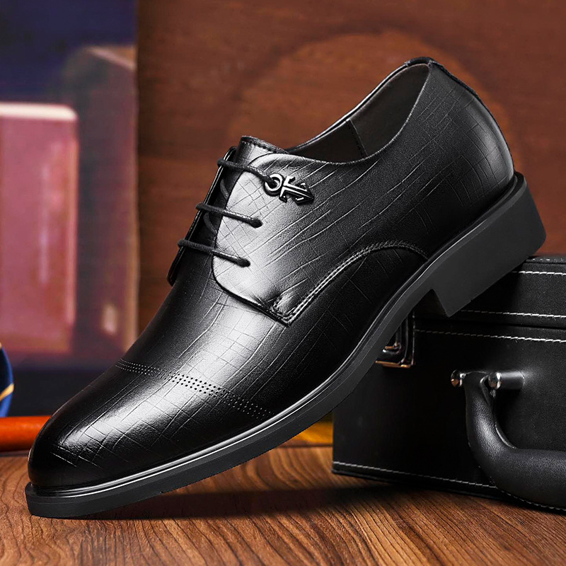 Leather shoes men's 2025 business height British new formal leather shoes British business casual wedding shoes one drop shipping