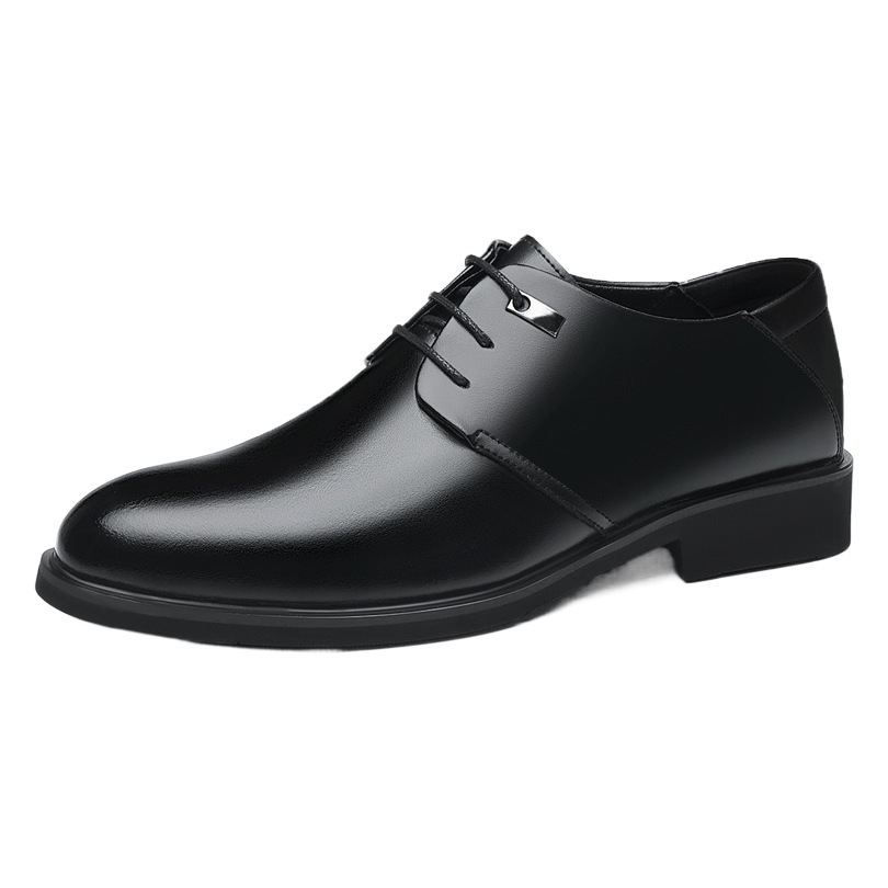Wenzhou Men's Shoes, Four-Season Leather Shoes, Cross-Border Large Size Formal Wear, Inner Heightening Lace-Up Business One-Piece Drop Shipping Pure Leather