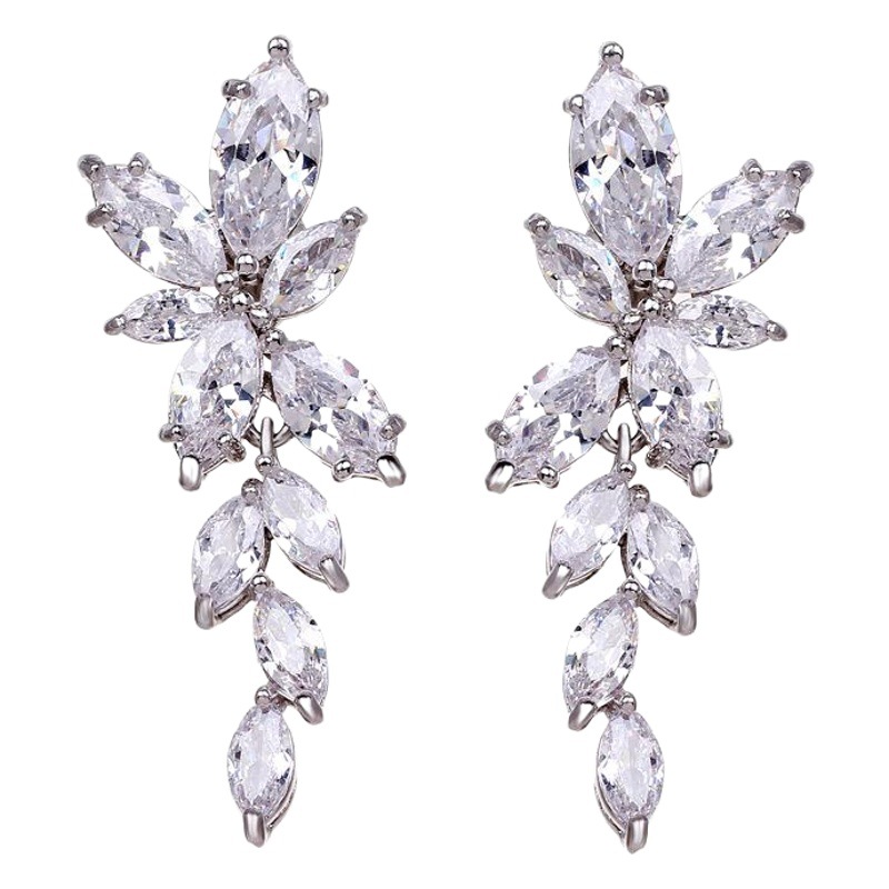 European and American fashion olivine ladies flower zircon earrings AliExpress Amazon hot sale cross-border foreign trade supply