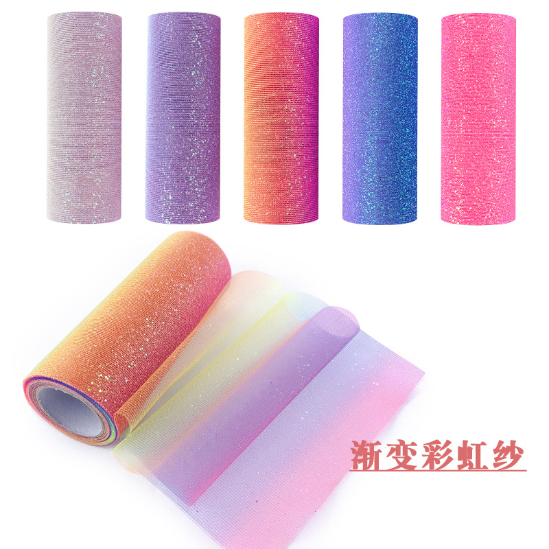 Picture of ABK10Y Glitter Rainbow Gauze Roll American Gauze Roll Photo Background Table Skirt TULLE Children's Hair Accessories Laser
