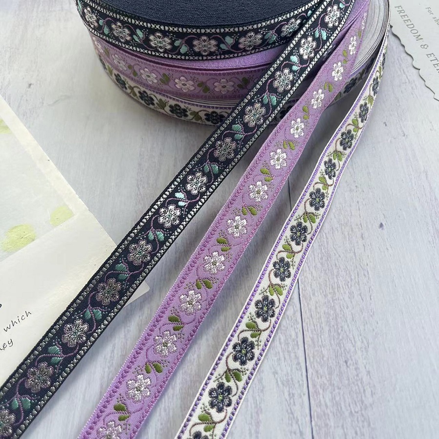 Ethnic Jacquard Ribbon Flower Minority Clothing Accessories AH-2860 Width 1.7CM