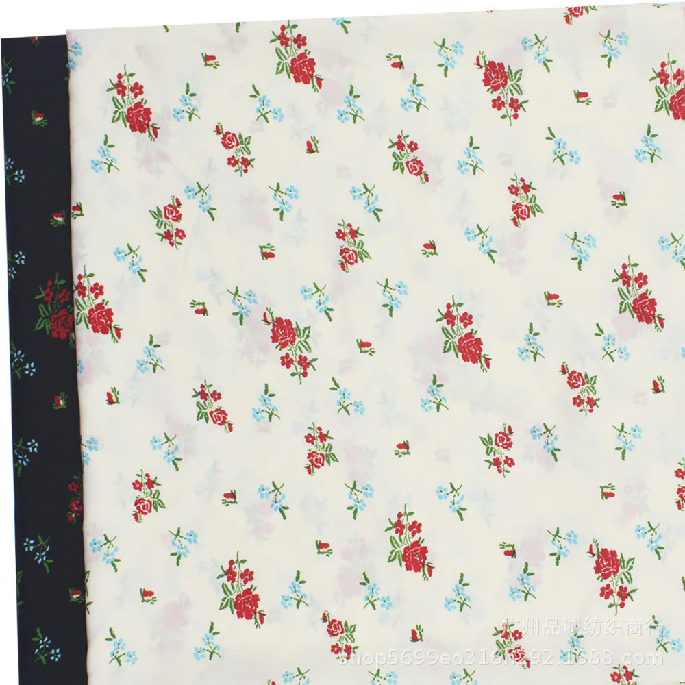 Shredded Plain Satin Printed Small Floral Chiffon Printed Cloth Spring and Summer Women's Shirt Slip Skirt Dress Fabric