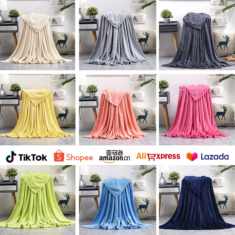 Picture of Solid color flannel blanket coral fleece pet blanket cross-border flannel blanket gift velvet nap blanket wholesale