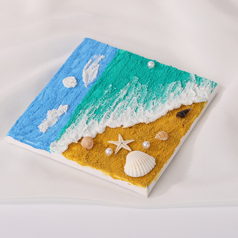 Picture of Shell Beach Texture Painting DIY Material Hand-Painted Decoration Study Team Building Quartz Sand Acrylic Stereo Ocean