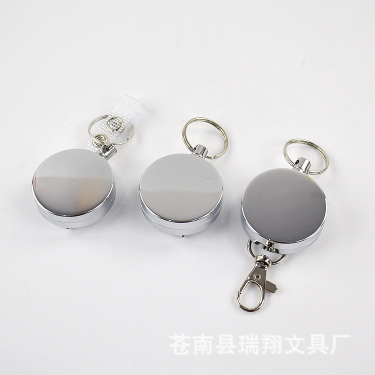 Telescopic easy-to-pull key chain anti-loss metal ID buckle cable pull line shrink easy-to-pull buckle manufacturers selling