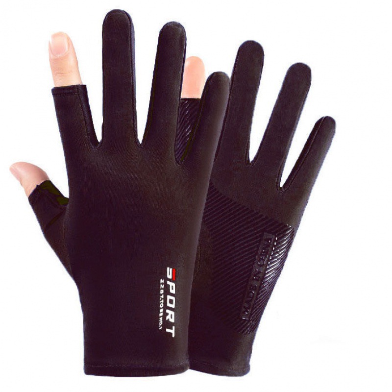 Picture of Gloves Men's and Women's Summer Open Finger Thin Ice Driving Leakage Two Finger Fishing Half Finger Riding Takeaway Rider Sports