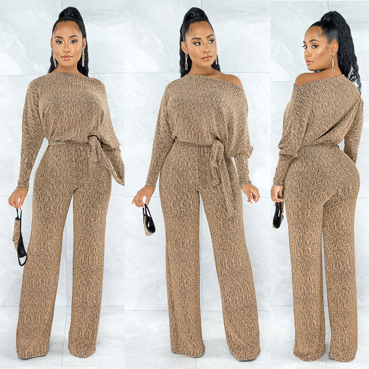 Picture of 2022 cross-border women's clothing spring European and American explosions high elastic loose jumpsuit belt without mask super factory