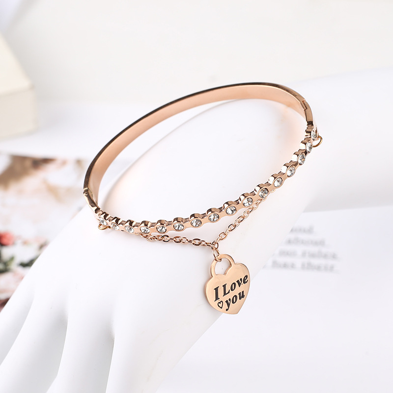 Picture of Stainless steel letter bracelet women fashion love Rome tag bracelet titanium steel buckle bracelet wholesale