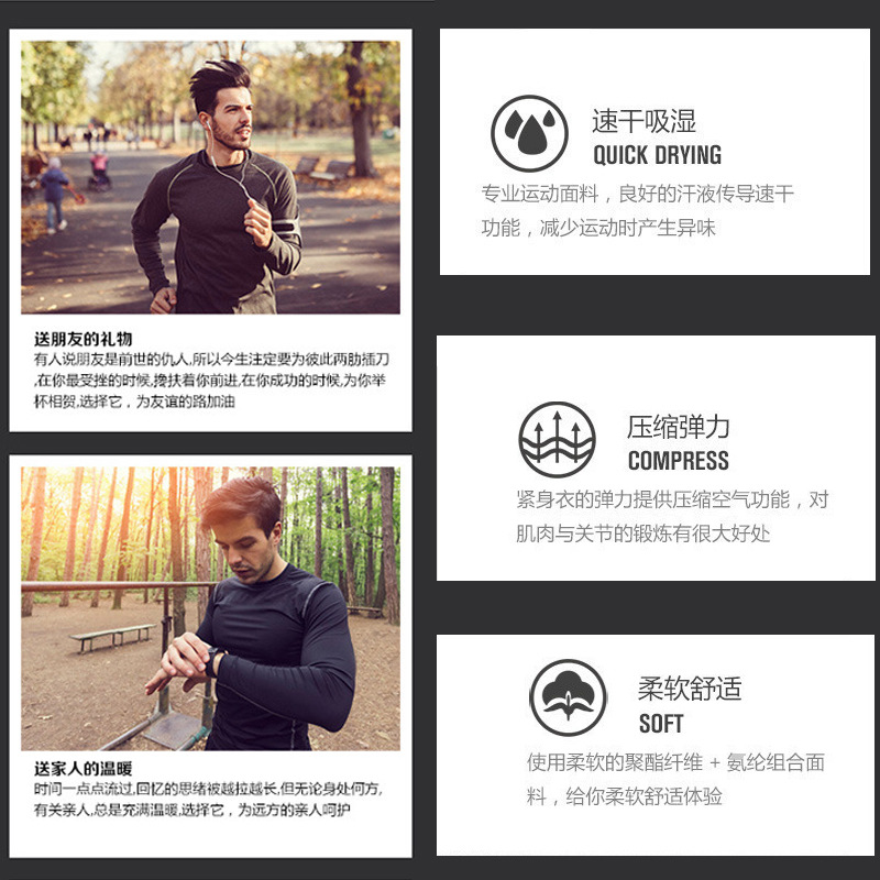 Picture of Quick-drying T-shirt Men's Long-sleeved Running Basketball Sports Training Suit Riding Base Compression Clothes Sports Stretch Tights