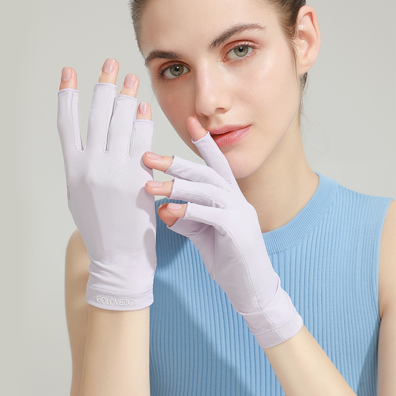 Picture of Gloves Half-finger Summer Anti-ultraviolet Nail Art Women's Outdoor Riding Ice Silk Driving Gloves Thin Ice Cool Breathable Plastic Dip Gloves