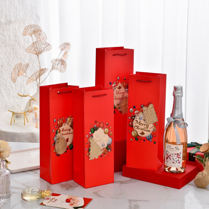 Christmas Single Red Wine Bag Cross-border High-end Wine Handbag Gold and Silver Red Wine Packaging Bag Gift