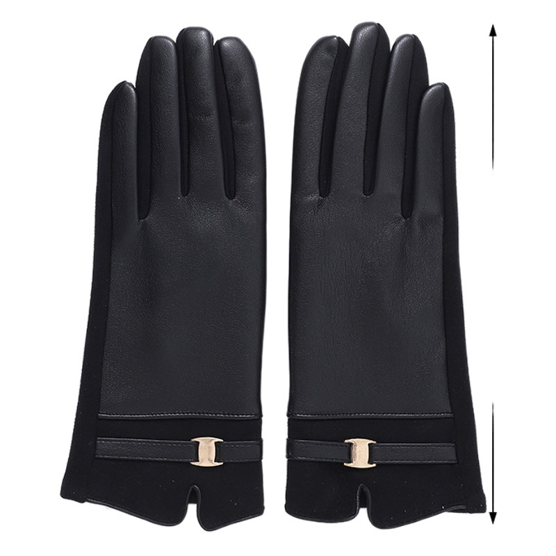 Leather Gloves for Women, Winter Warm Cycling Electric Bikes, Velvet, Thickeneded, Cold-Proof, Driving, Touch Screen Gloves, Outdoor Cycling