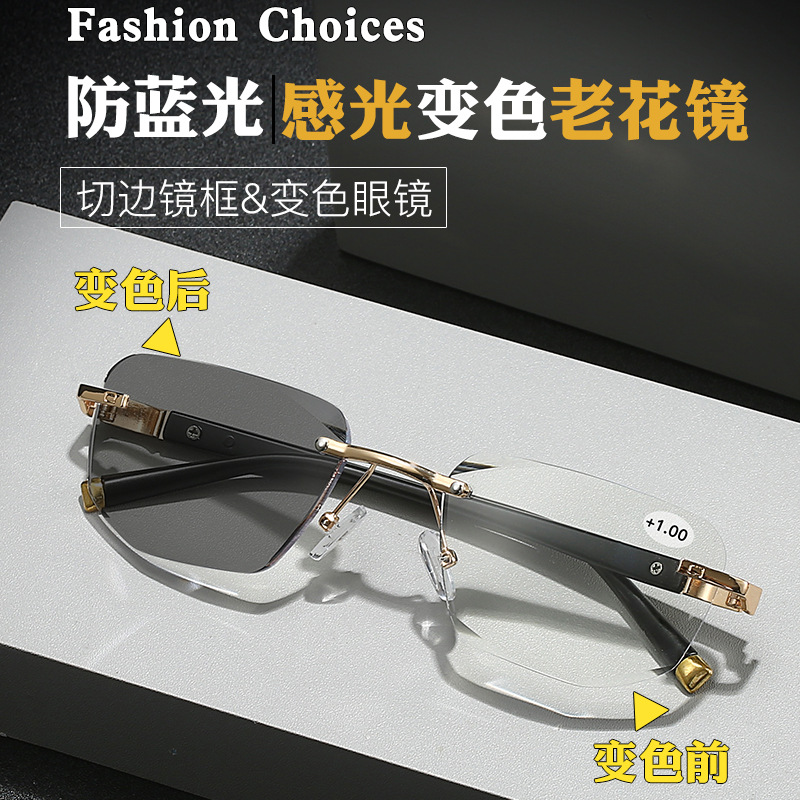 Picture of Frameless trimming presbyopic glasses European and American cross-border color changing multi-focus presbyopic glasses dual-use smart zoom wholesale