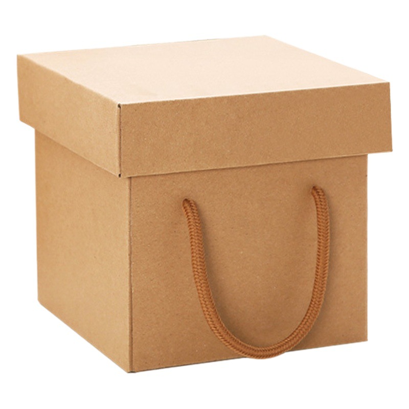 Kraft Paper Square Gift Box Portable Gift Box Blind Box Empty Box Accompanying Gift Box Corrugated Packaging Carton