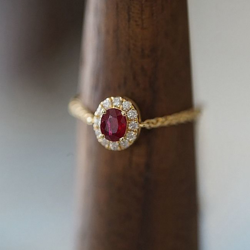 Yanyu Retro Inlaid Garnet Chain Soft Ring Japanese Style High-End Light Luxury Versatile Adjustable Factory Direct Sale