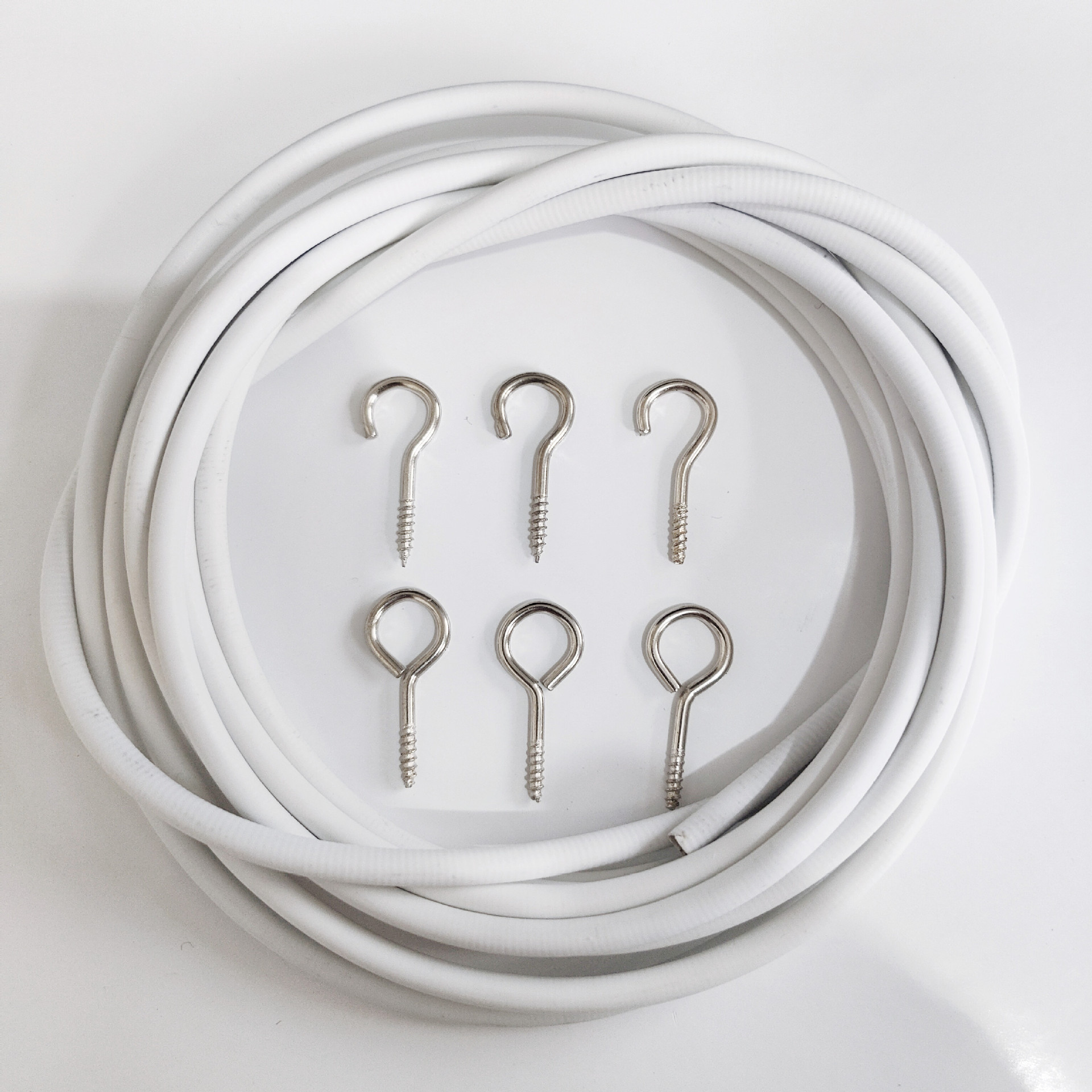 Picture of Plastic-Coated Curtain Rope 10m Pvc-Coated Spring Ropes 20 Sheep Eye Rings 20 Question Mark Hooks Curtain Supplies Accessories