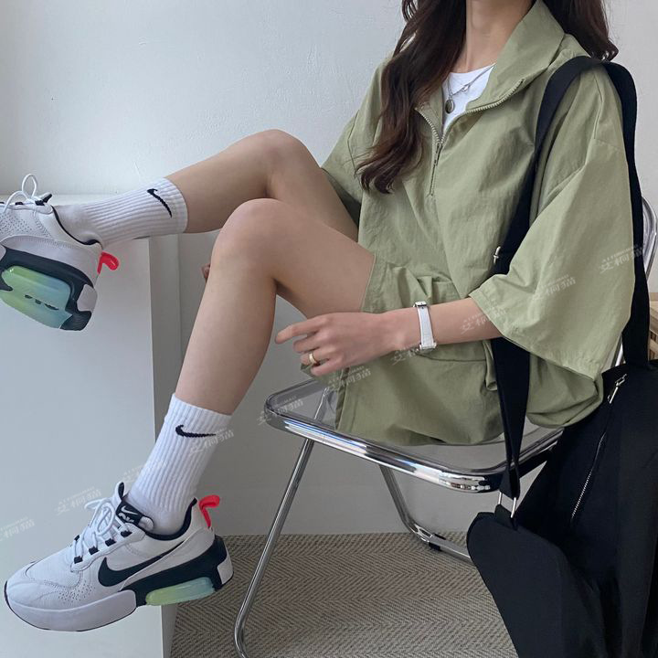 Picture of Short-sleeved shorts women's two-piece set plus size high collar zipper spring and summer fashion casual sportswear suit loose