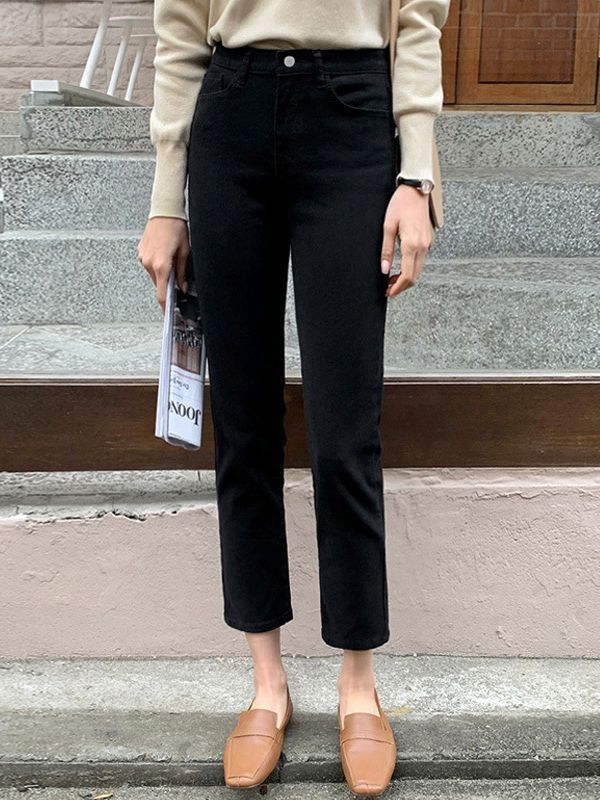 Black Cigarette Jeans for Women Spring & Fall 2024 Spring & Fall New Popular High-Waisted Slimming Look Harem Pants for Small People