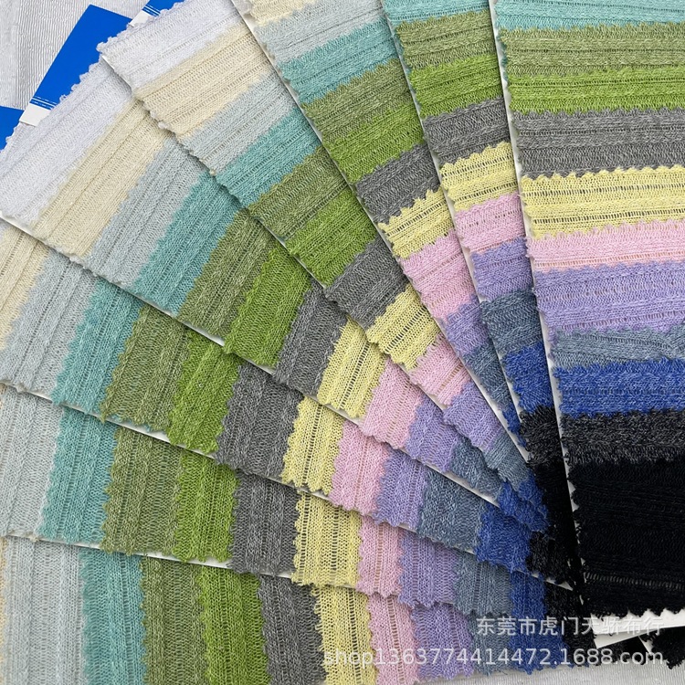 Spot supply of knitted polyester cotton pit cloth 190g thin polyester cotton coarse needle pit sweater cardigan rib