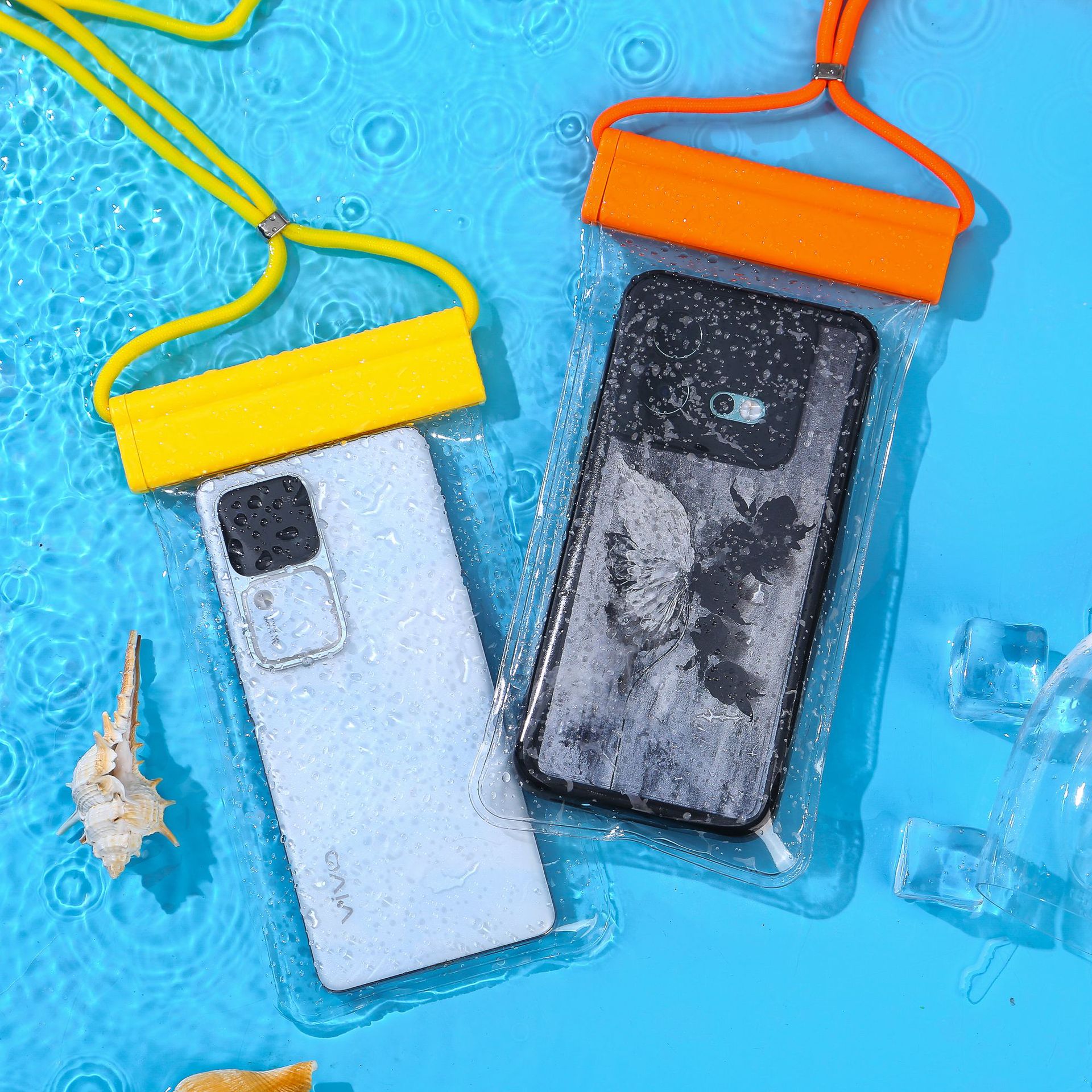 pvc mobile phone waterproof bag touch screen sealing mouth underwater shooting transparent lanyard waterproof mobile phone bag wholesale