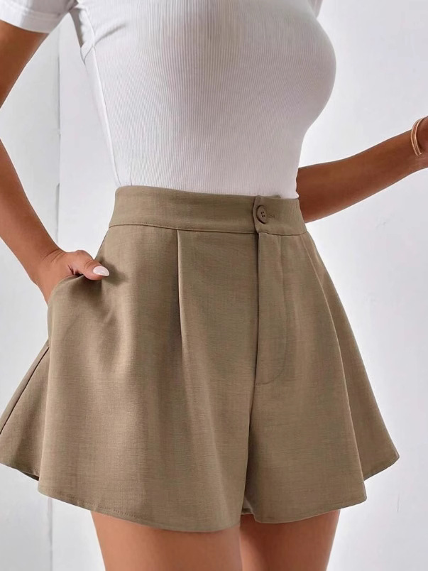 Amazon Cross-border High Waist Shorts Micro-fashion All-match European and American Summer Simple Casual Horn plus size Women's Loose