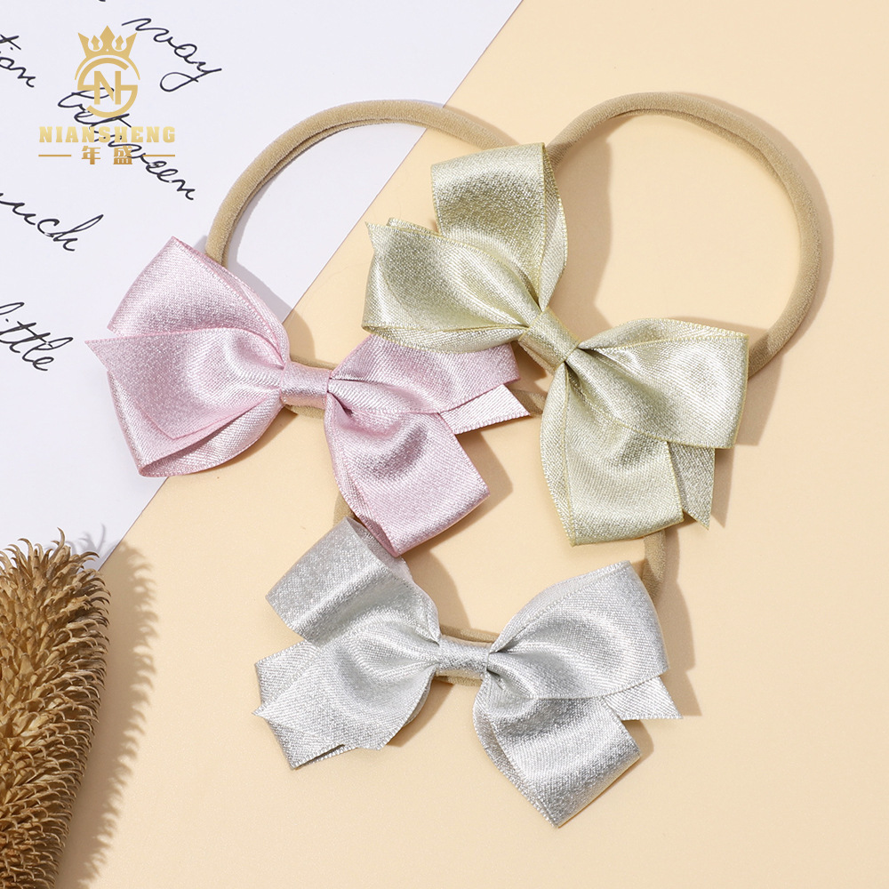 2024 Accessories New Hair Accessories Children's Hair Ring Hair Rope Elastic Solid Color Baby Cute Sweet Bow Hair Ring