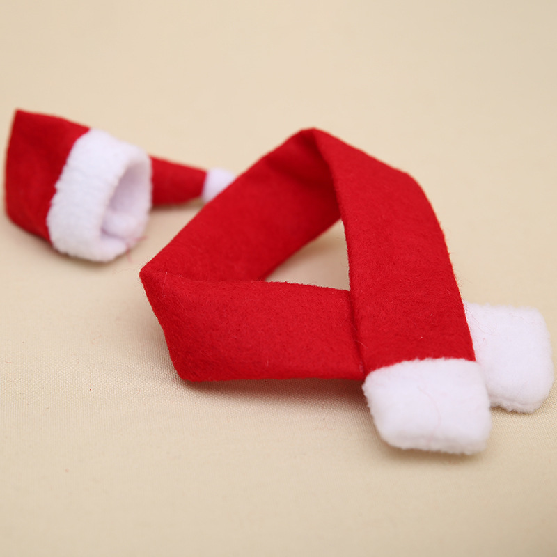 Picture of Christmas creative household items non-woven scarf hat wine bottle decoration creative Christmas wine bottle decoration wholesale