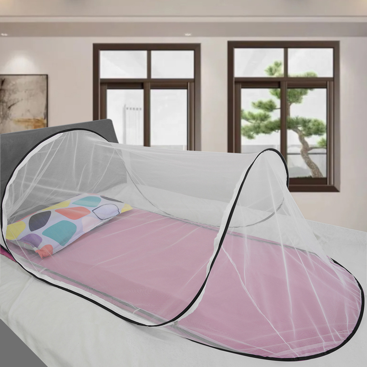 Picture of Single Student Dormitory Home Office Installation-Free Anti-Mosquito Lunch Break Travel Camping Encrypted Mesh Mosquito Net