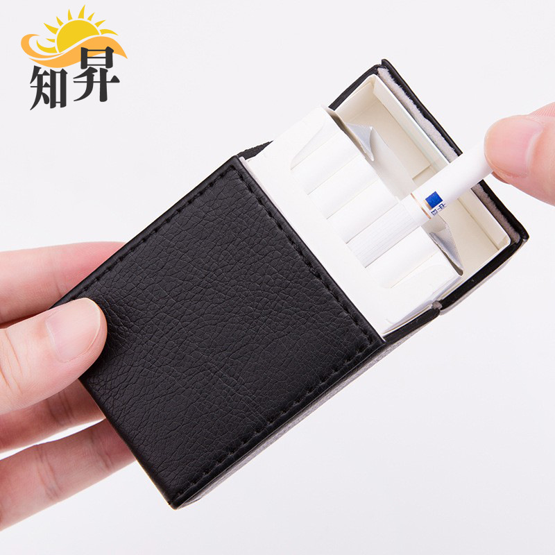 Pu Leather Flip-Top 20-Pack Thick Cigarette Box Creative Stylish Moisture-Proof Leather Men's Cigarette Box Manufacturer Wholesale