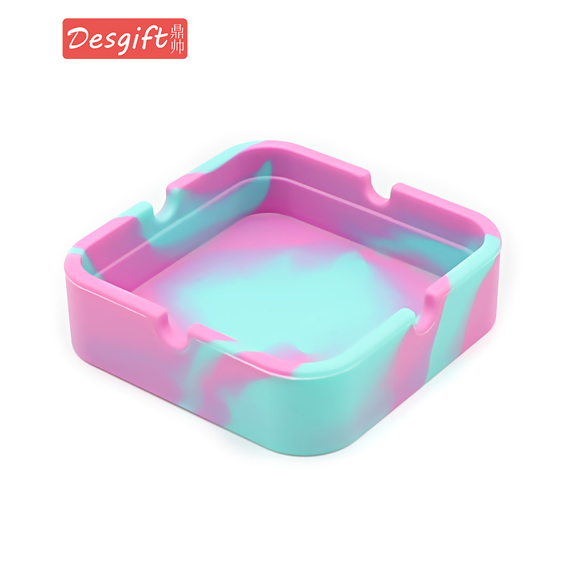 Picture of New silicone round ashtray camouflage mixed color psychedelic ashtray ashtray ashtray Cup printing logo ashtray