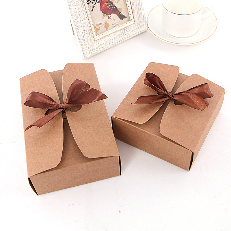 Picture of Cowhide carton gift box custom Rectangular lace bow socks underwear packaging business gift box in stock