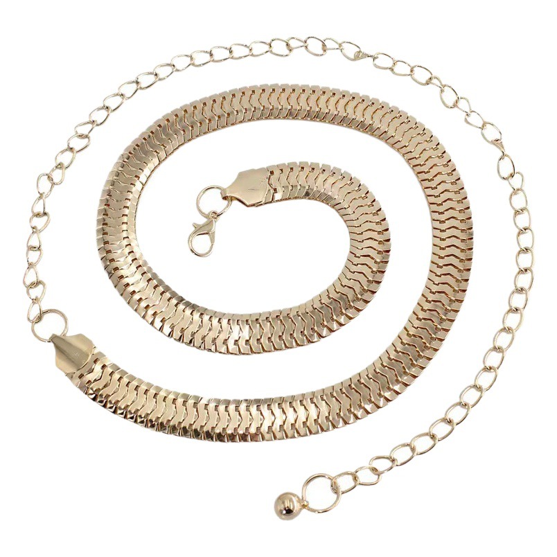 Korean Style Fashionable and Simple Women's Metal Waist Chain Exquisite Cut Out Snake Bone Decorative Metal with Dress Body Chain