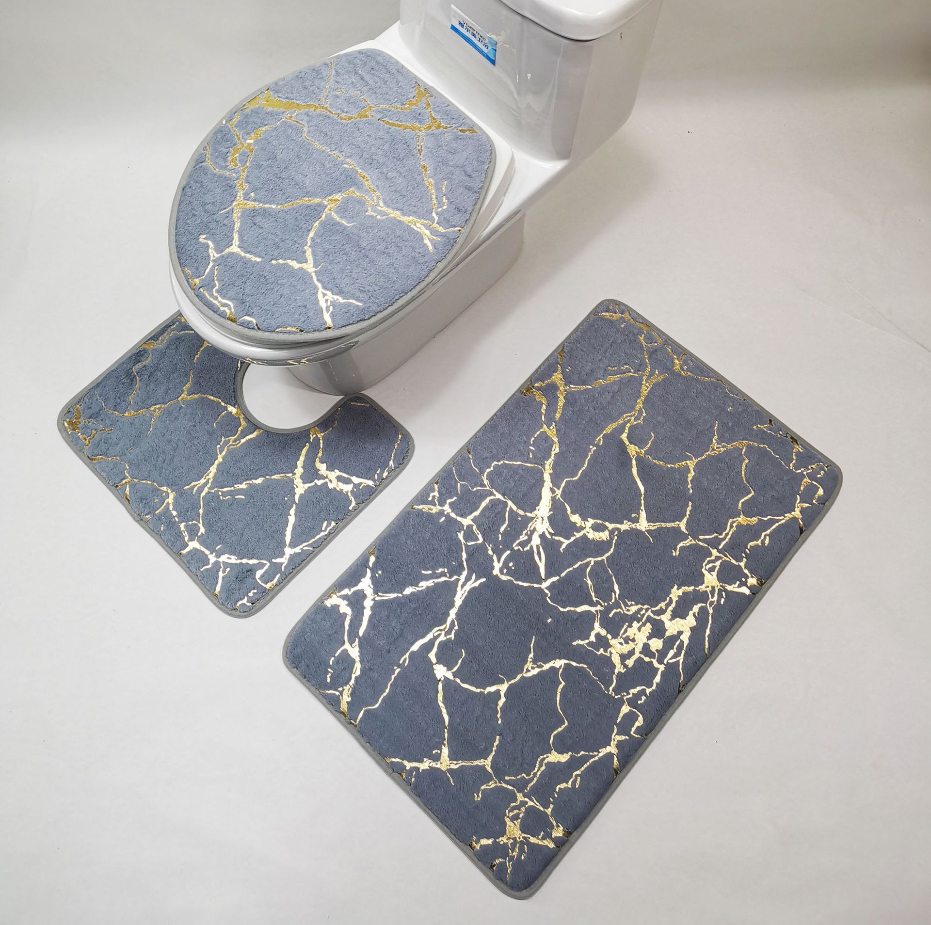 Foreign trade carpet flannel cross-border toilet bathroom three-piece set floor mat bathroom stripe three-piece set