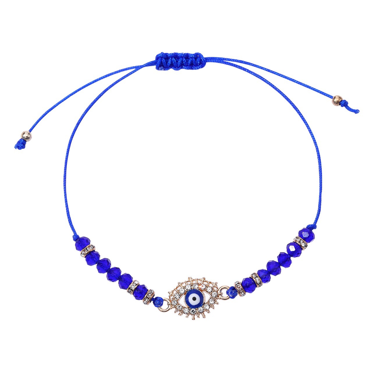 European and American Hot Devil's Eye Bracelet Crystal Beaded Lucky Handrope Adjustable Woven Bracelet Set of 12